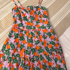 J. Crew Purple Dress with Orange and Green Floral Design